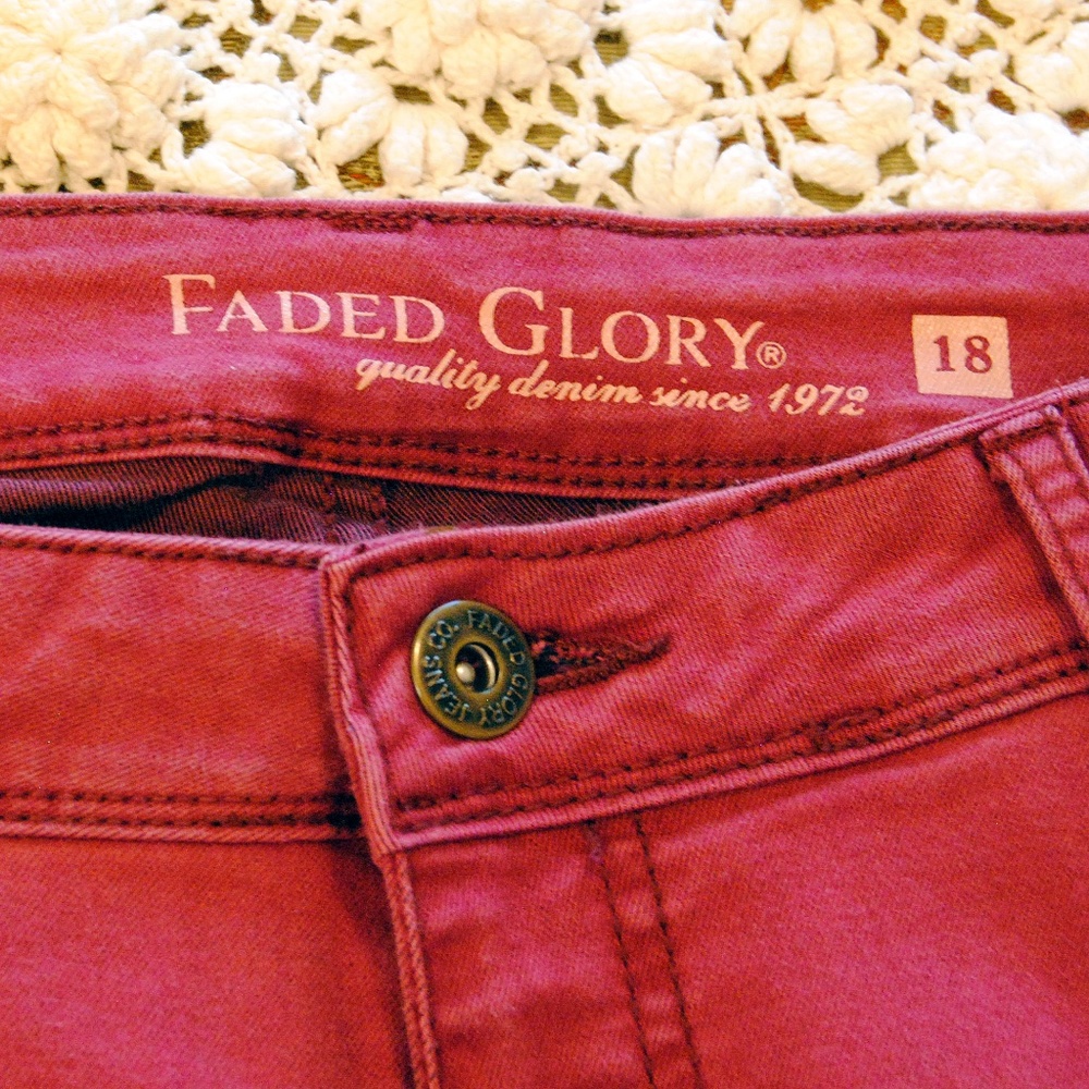 Faded Glory SZ 18 Raspberry Colored Skinny Jeans